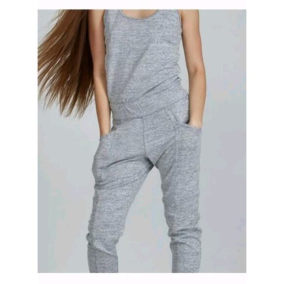 Jo+Jax Youth Large Tie Stretchy Jumpsuit Grey Dancewear Athleisure Tween - Picture 12 of 12